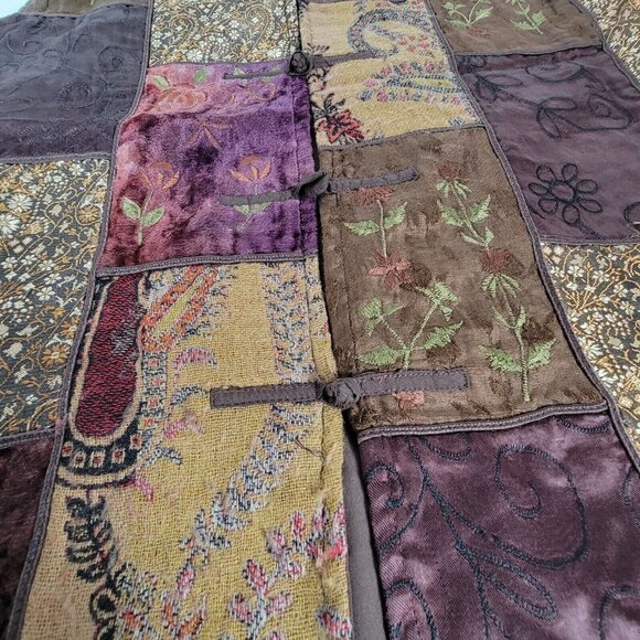 Coldwater Creek Women's Medium Brown Patchwork Oriental Sleeveless Vest Top - Picture 7 of 8